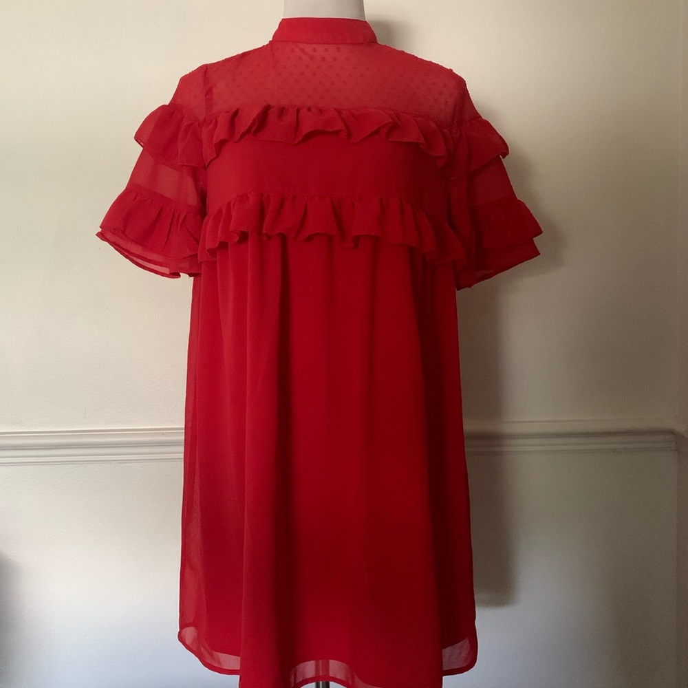 ASOS RED RUFFLE DRESS
